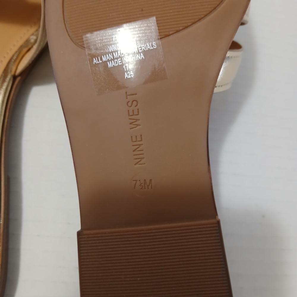 Nine West Women's Metallic Gold Slide Sandals - Picture 5 of 10